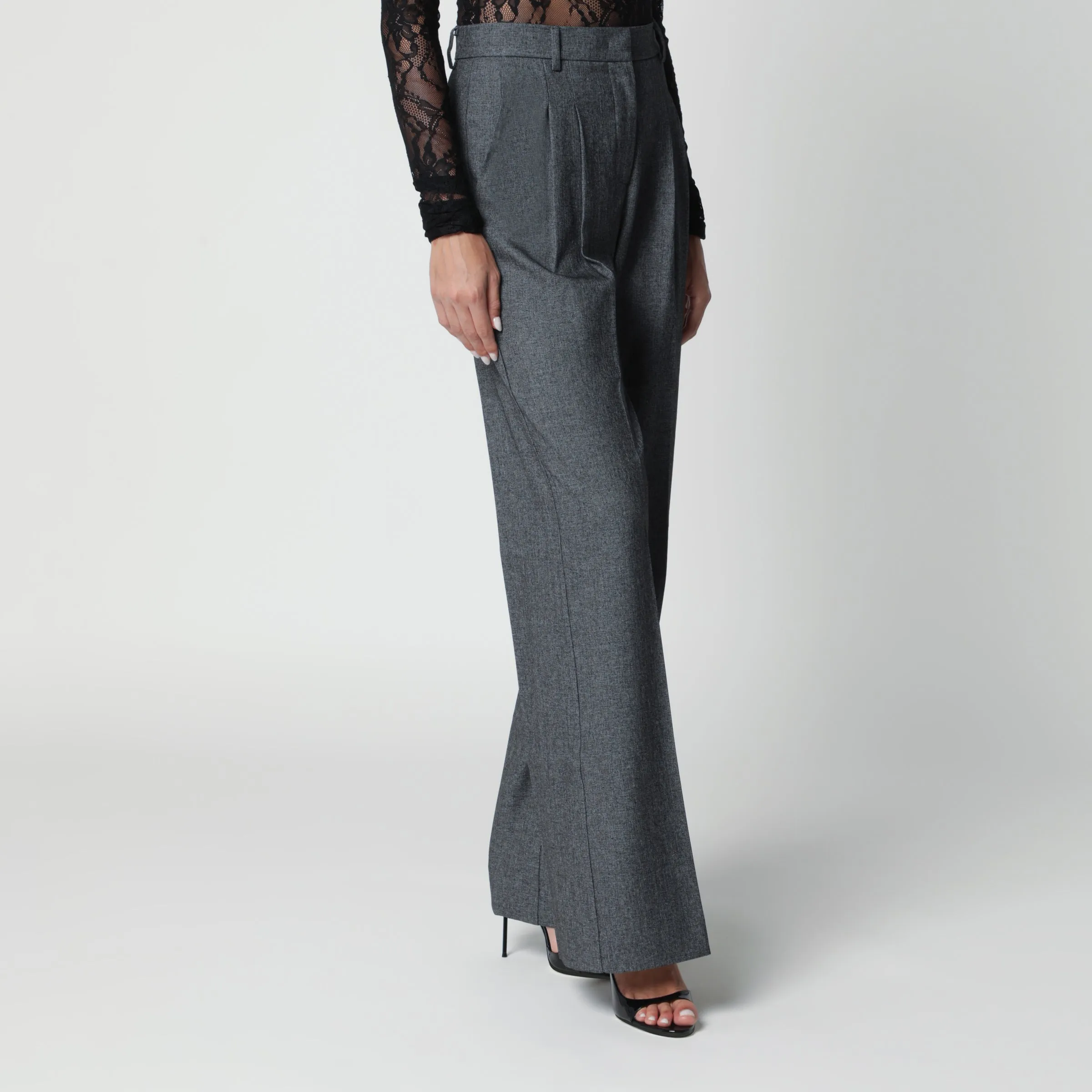 Grey Wide-Leg Trousers sold by Wanan Luxury product image thumbnail 3
