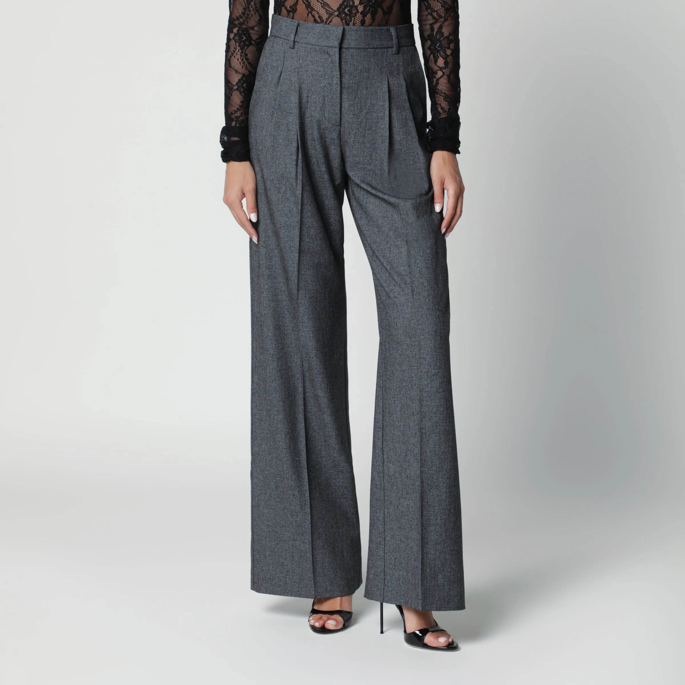 Grey Wide-Leg Trousers sold by Wanan Luxury