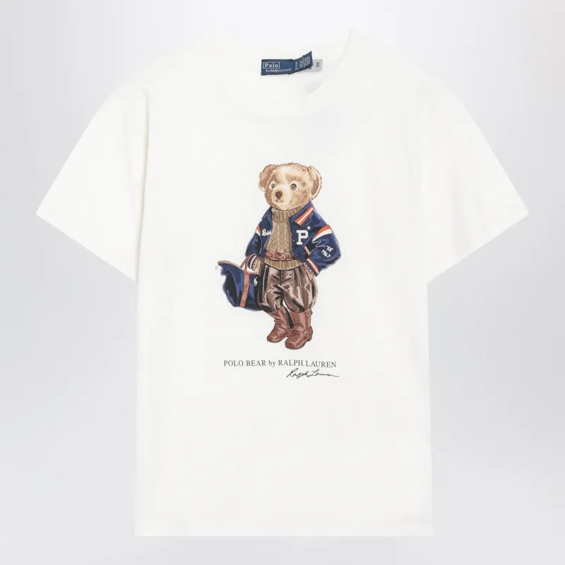 White Polo Bear Cotton T-Shirt made by Polo by Ralph Lauren
