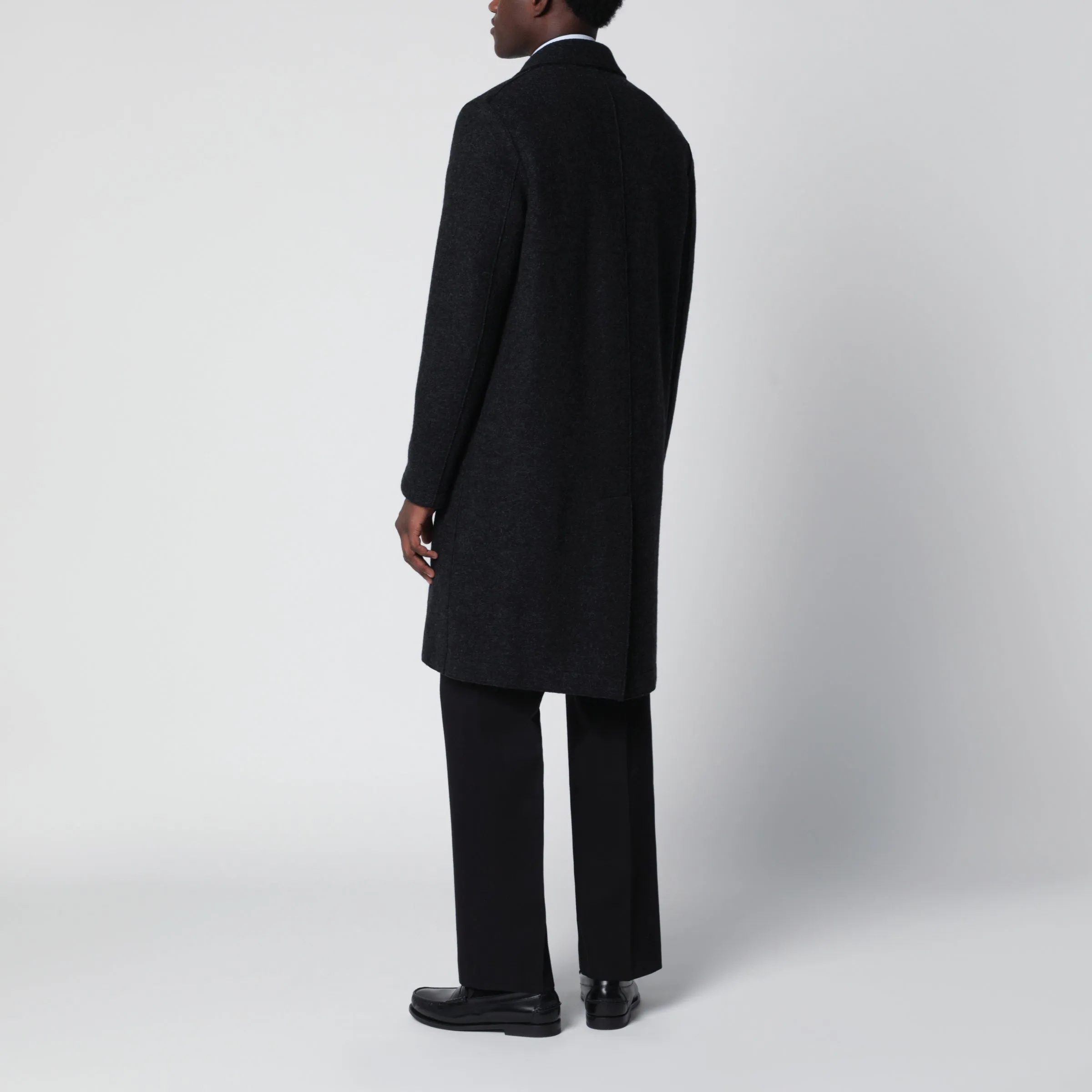 Anthracite Grey Single-Breasted Wool Coat sold by Wanan Luxury product image thumbnail 3