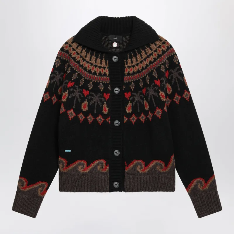 Black Jacquard Wool Cardigan made by ALANUI