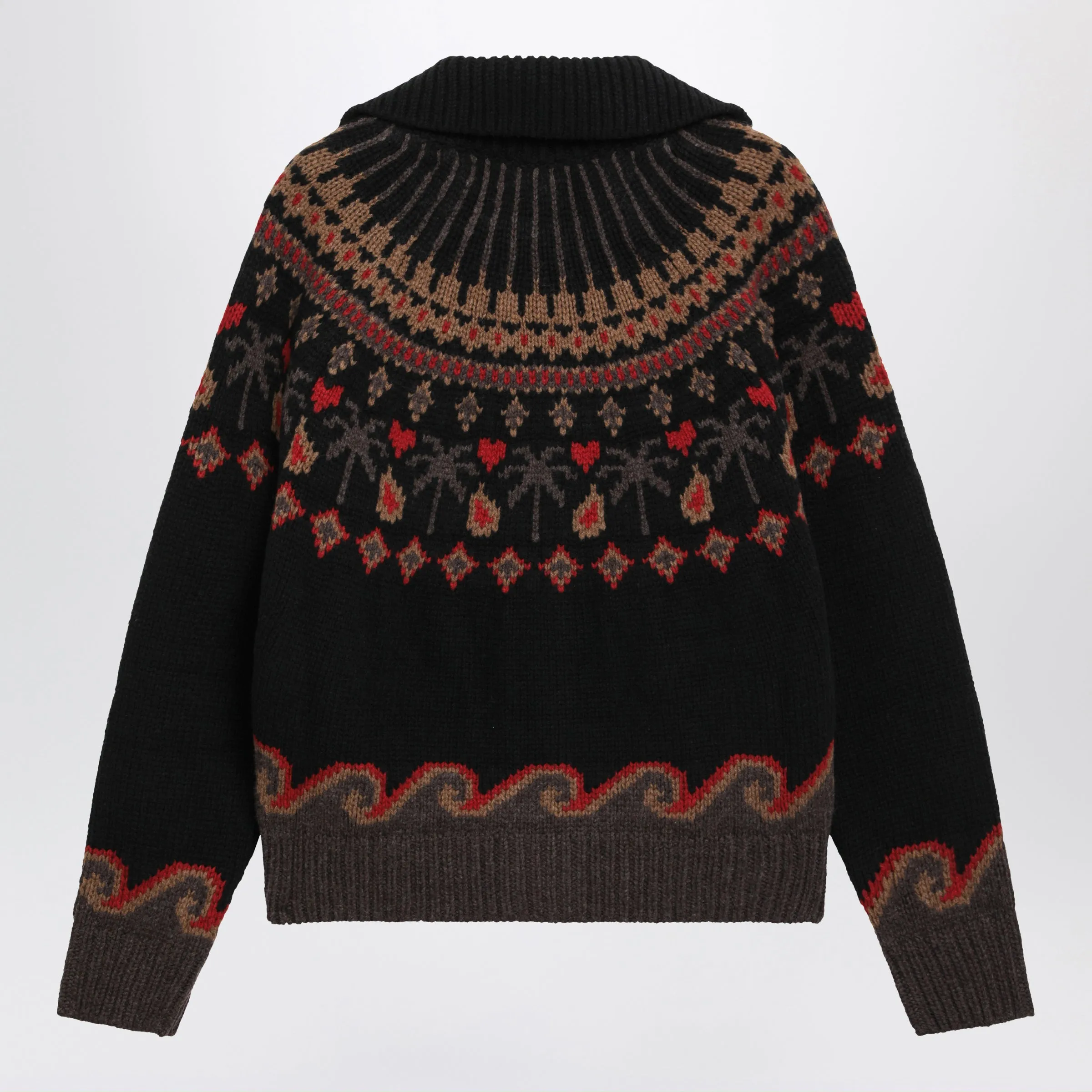 Black Jacquard Wool Cardigan sold by Wanan Luxury product image thumbnail 2