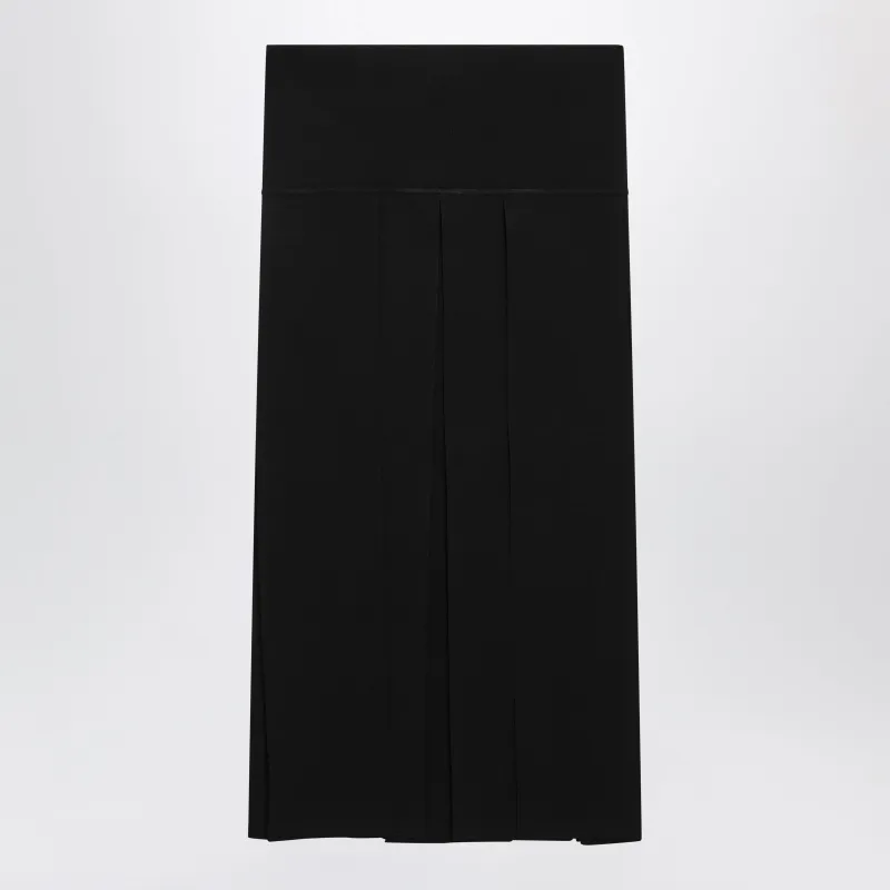 Pleated Black Midi Skirt In Silk Blend made by Alaia