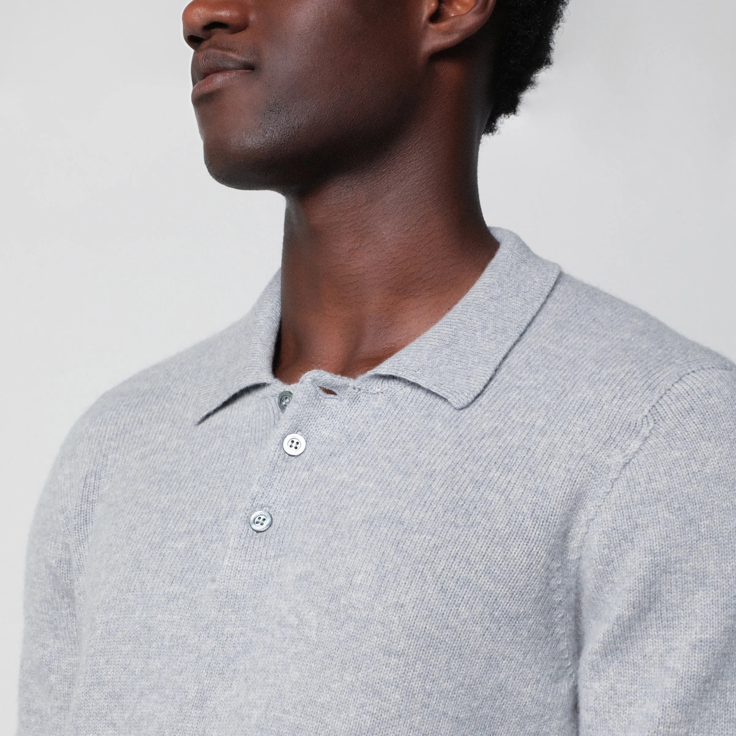 Light Grey Wool Polo Shirt sold by Wanan Luxury product image thumbnail 2