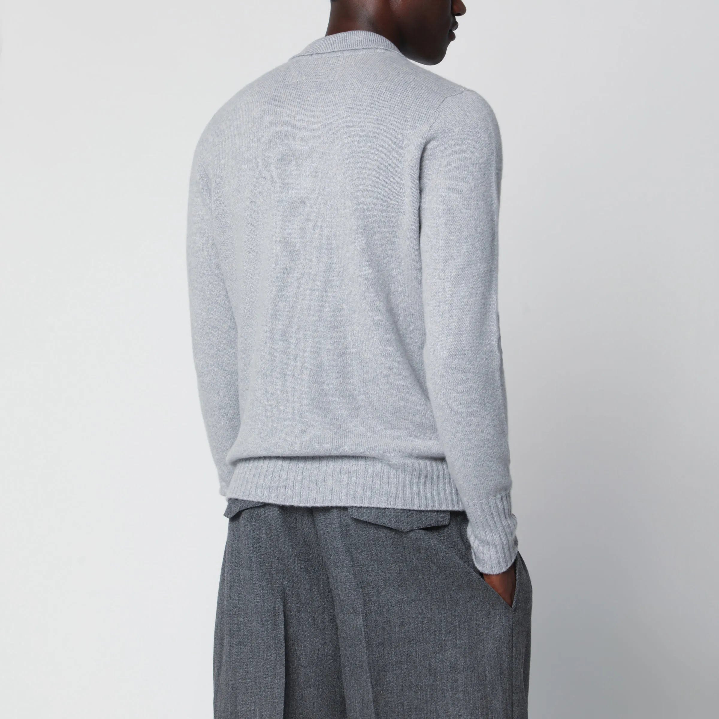 Light Grey Wool Polo Shirt sold by Wanan Luxury product image thumbnail 3