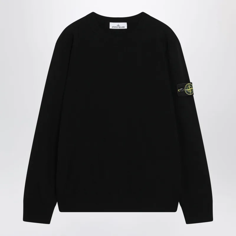 Black Wool Crew-Neck Sweater made by Stone Island