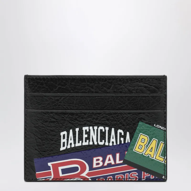 Black Leather Cash Card Holder made by Balenciaga