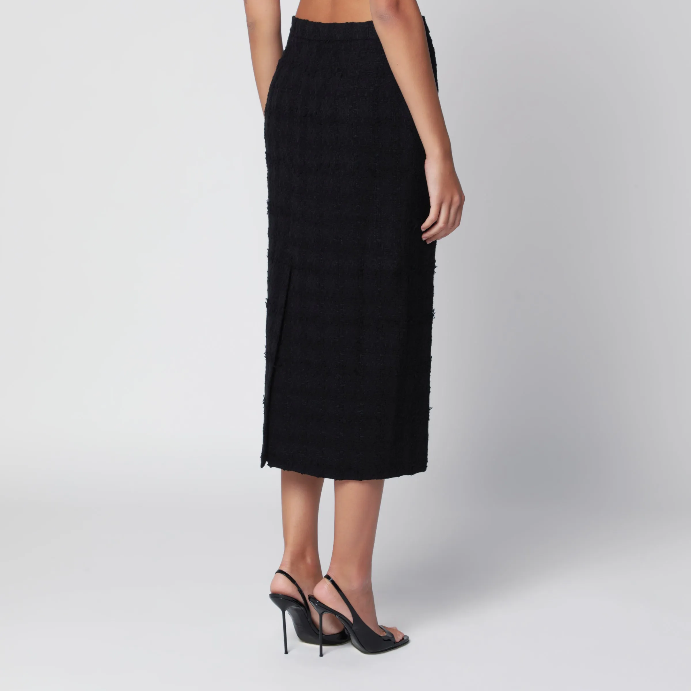 Black Bouclé Tweed Midi Skirt sold by Wanan Luxury product image thumbnail 2