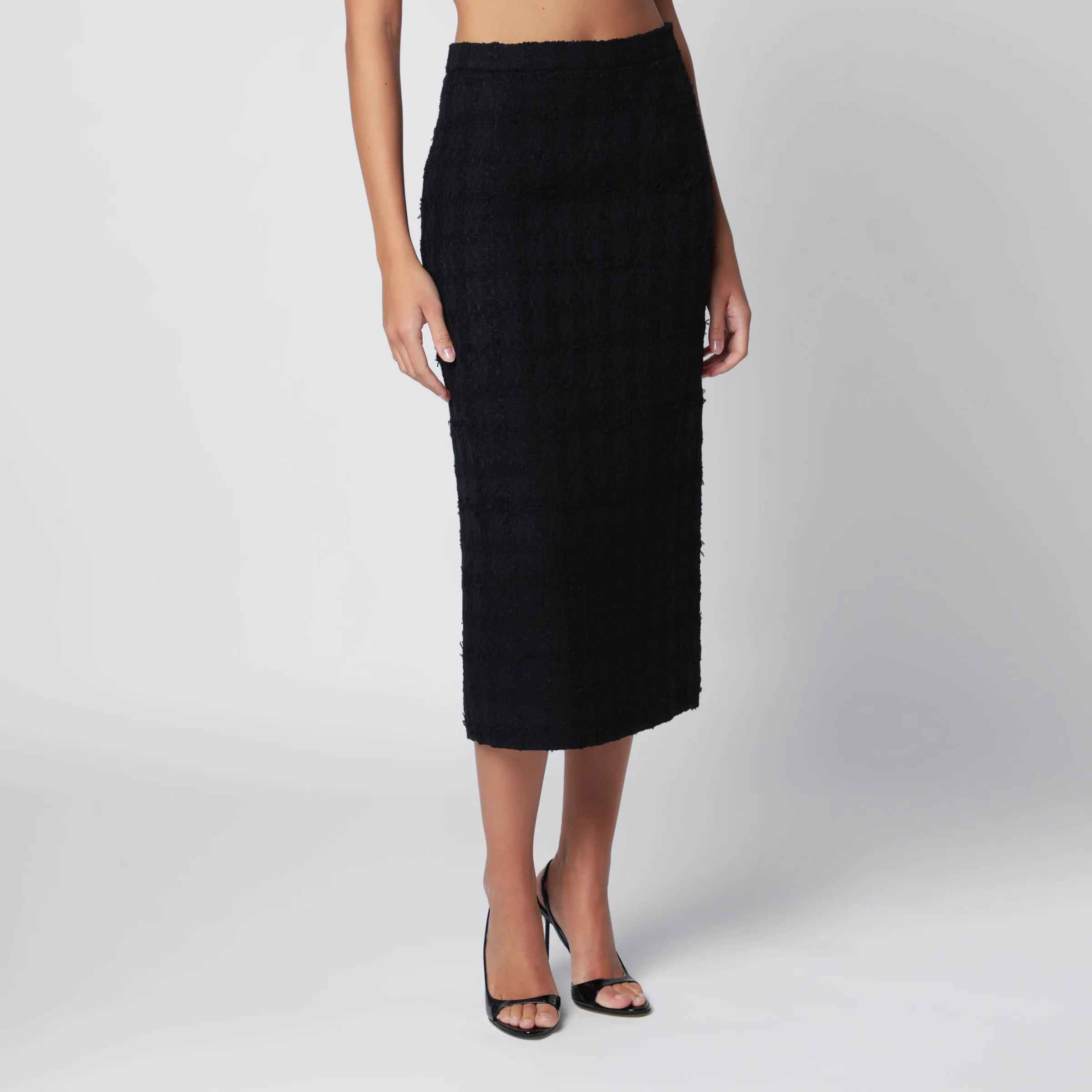 Black Bouclé Tweed Midi Skirt sold by Wanan Luxury product image thumbnail 3