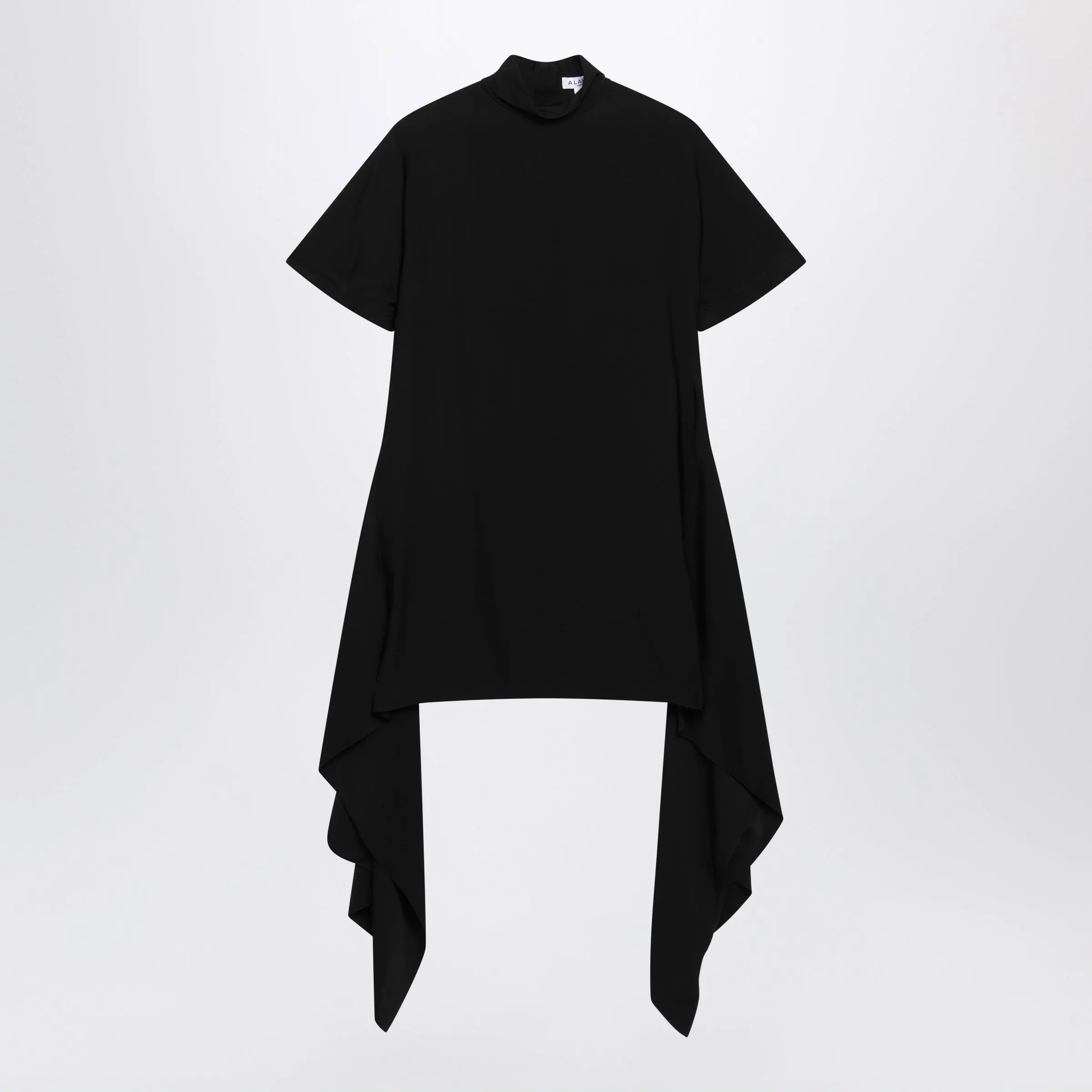 Black Mock-Neck Mini Dress In Cotton Blend sold by Wanan Luxury