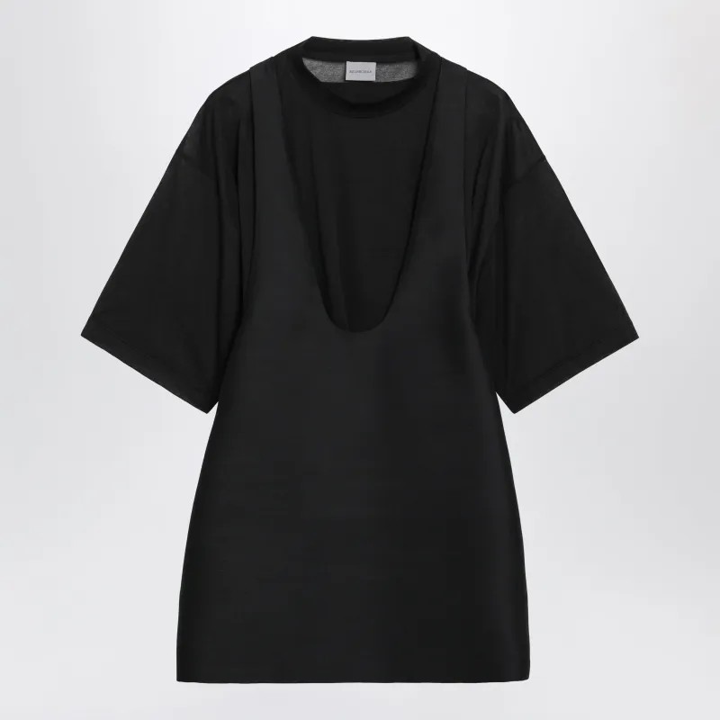 Black Wool And Silk Mini Dress made by Balenciaga
