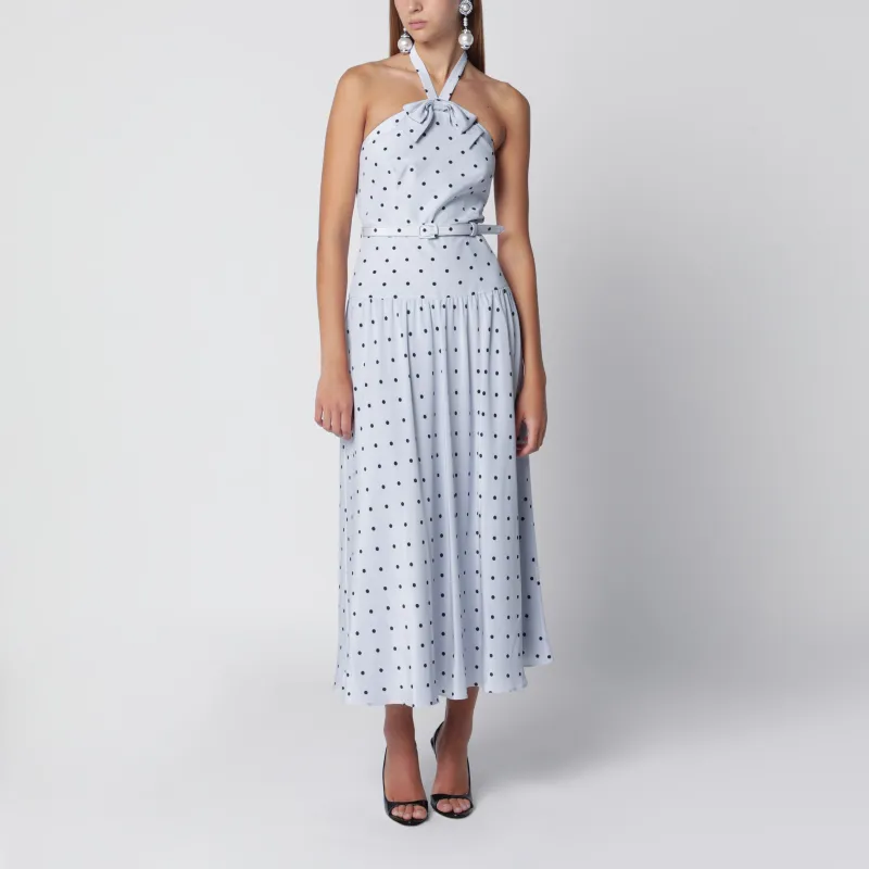 Light Blue Silk Midi Dress With Polka Dots made by Alessandra Rich