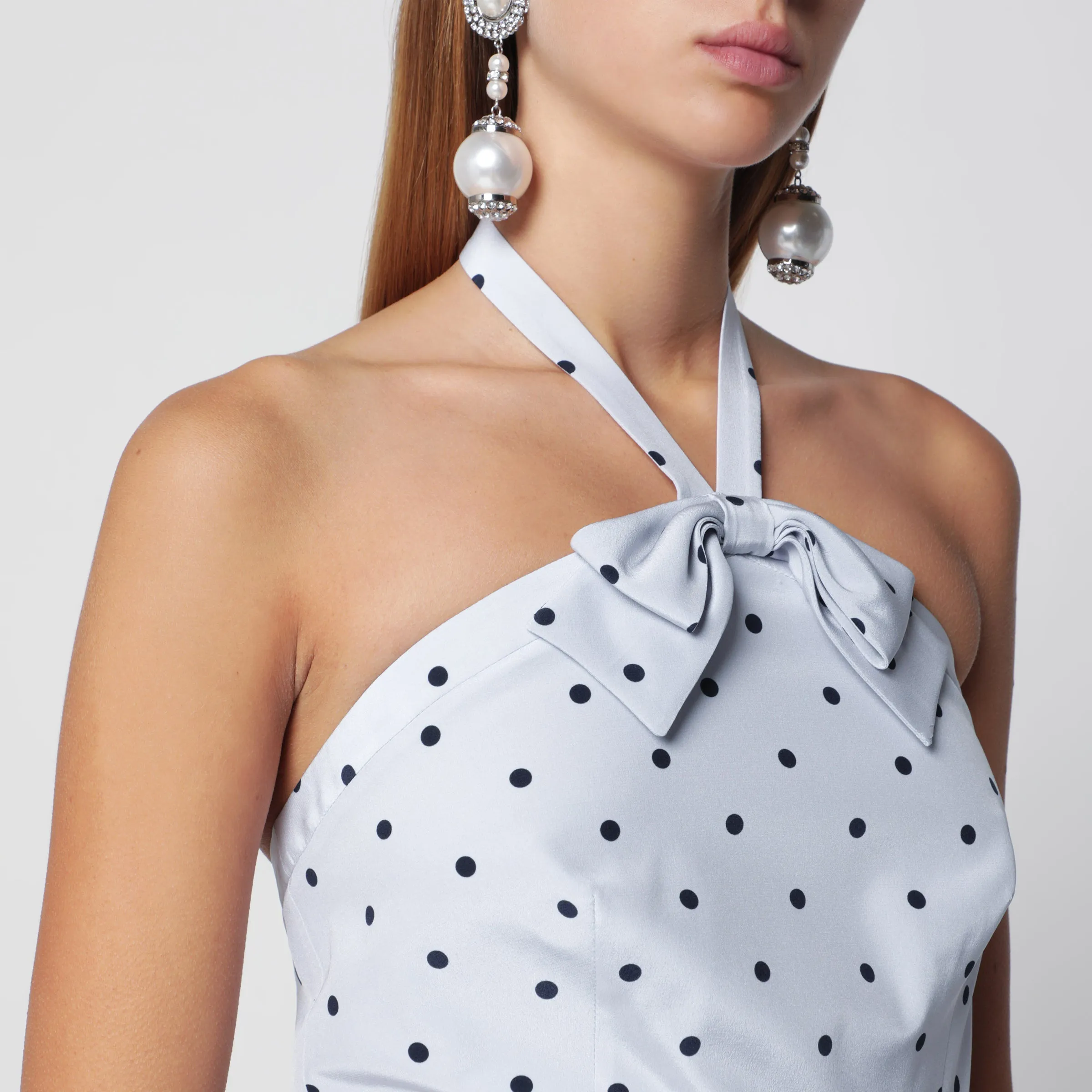 Light Blue Silk Midi Dress With Polka Dots sold by Wanan Luxury product image thumbnail 2
