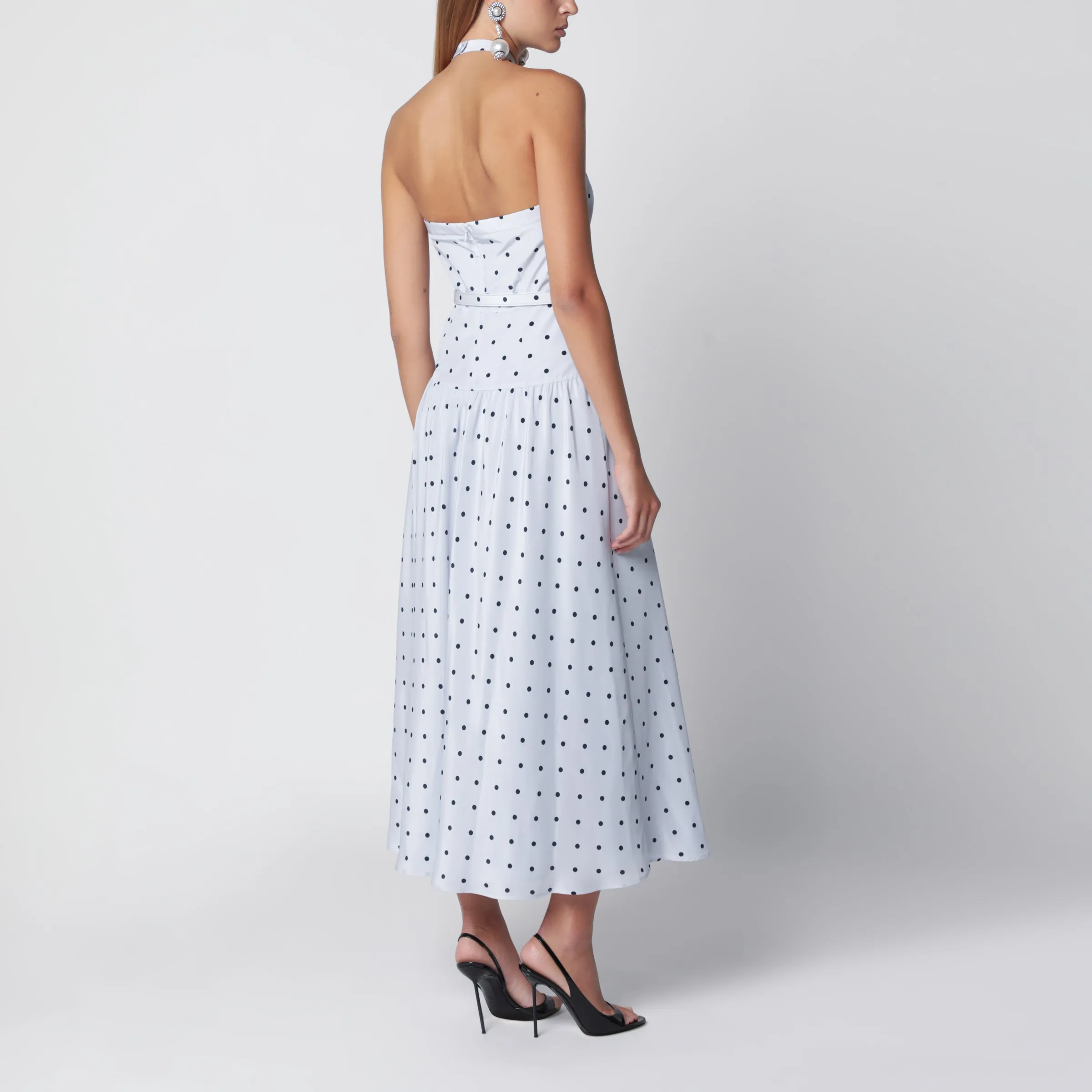Light Blue Silk Midi Dress With Polka Dots sold by Wanan Luxury product image thumbnail 3