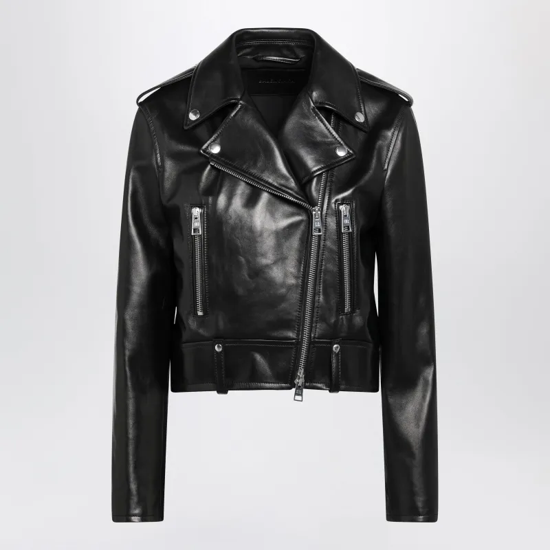 Black Leather Biker Jacket made by Balenciaga