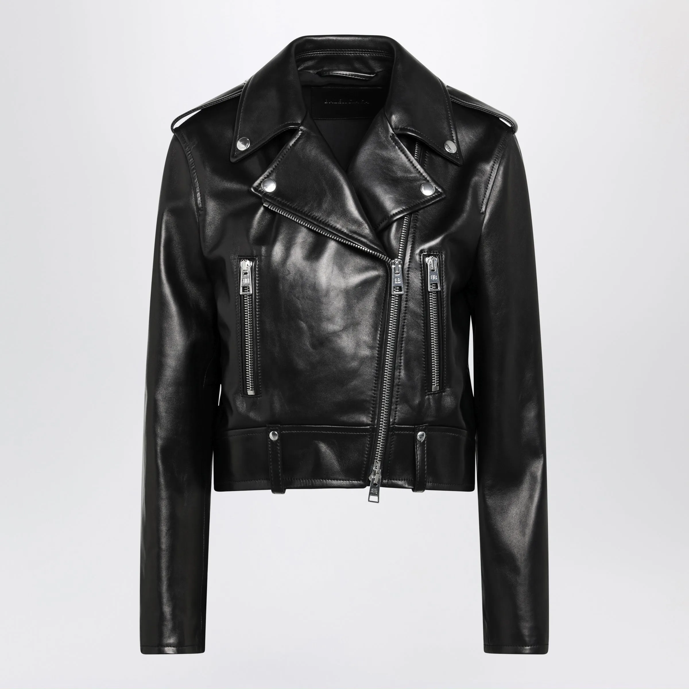 Black Leather Biker Jacket sold by Wanan Luxury