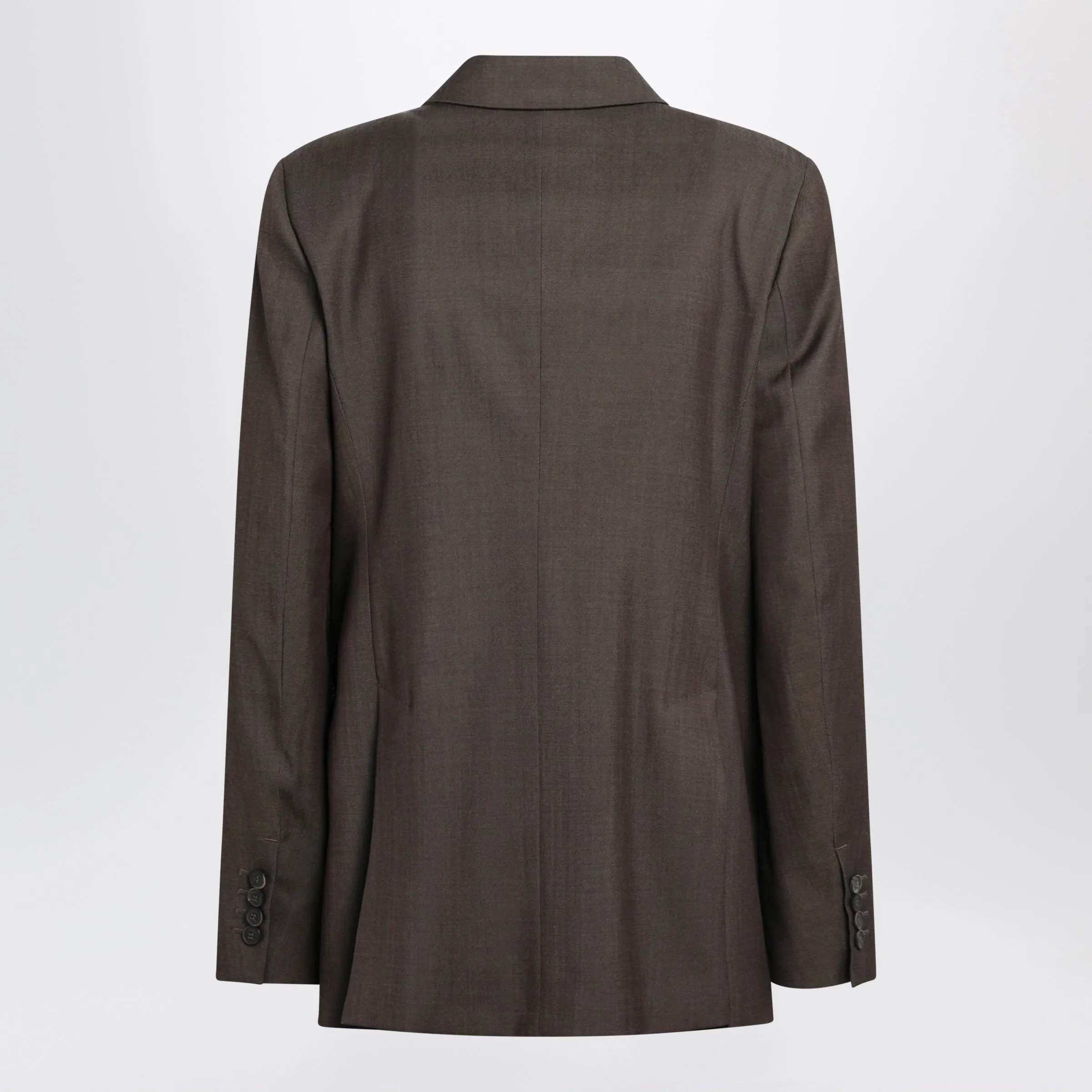 Leather Brown Double-Breasted Wool Jacket sold by Wanan Luxury product image thumbnail 2