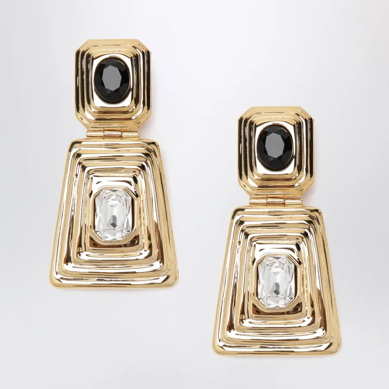 Gold-Tone Clip-On Earrings With Crystals made by Alessandra Rich
