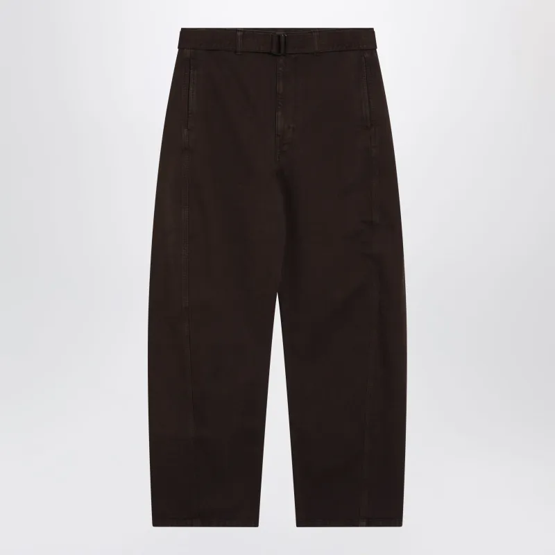 Brown Cotton Trousers With Belt made by Lemaire