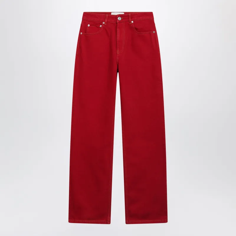Ruby Red Cotton Twill Jeans made by Ami