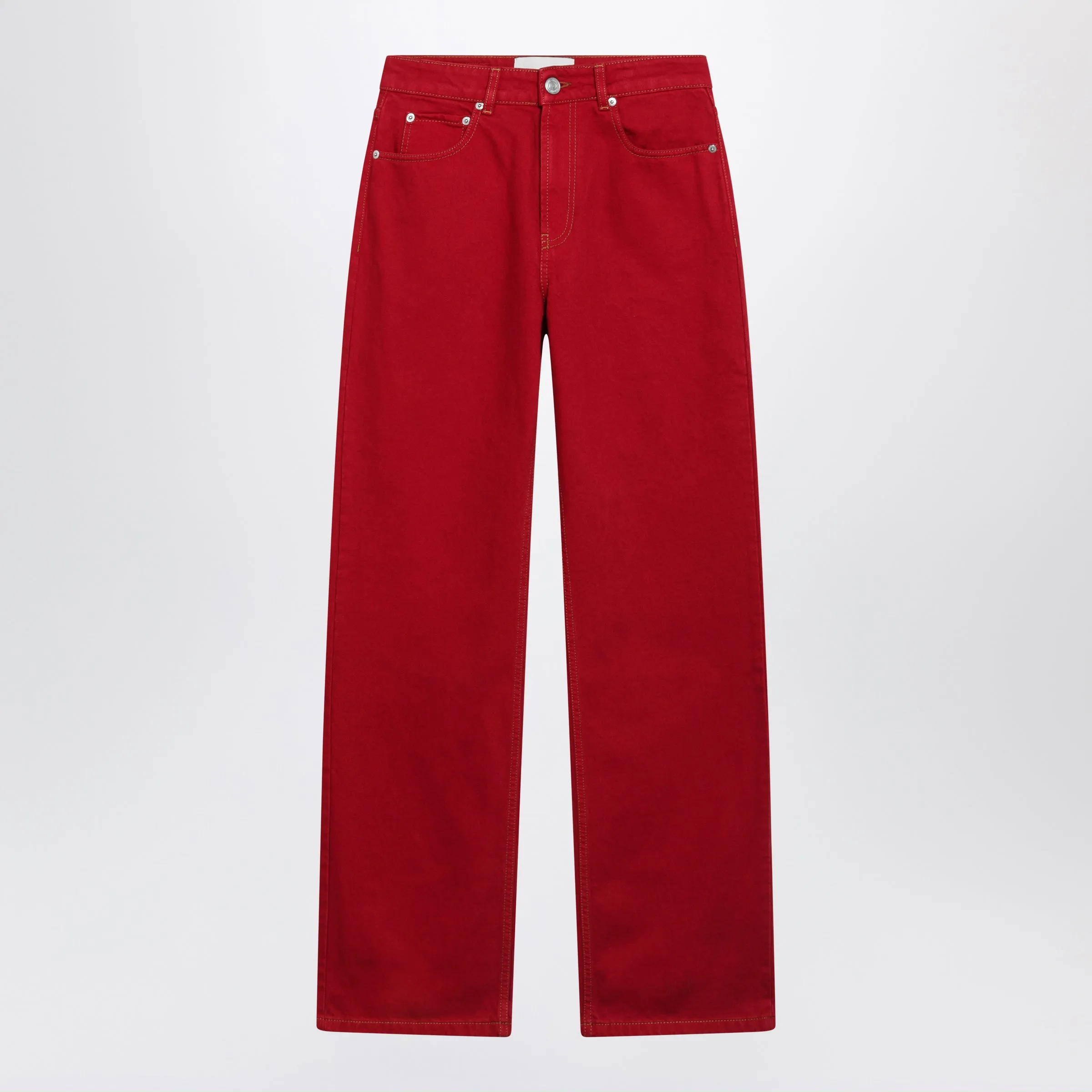 Ruby Red Cotton Twill Jeans sold by Wanan Luxury