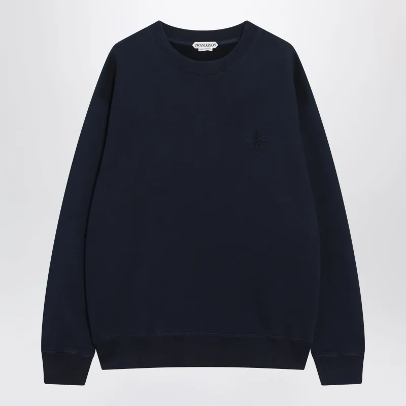 Navy Cotton Sweatshirt With Embroidered Logo made by J.W. Anderson
