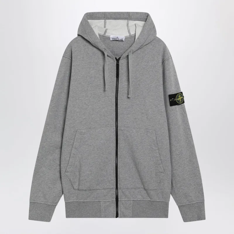 Grey Mélange Cotton Hoodie made by Stone Island