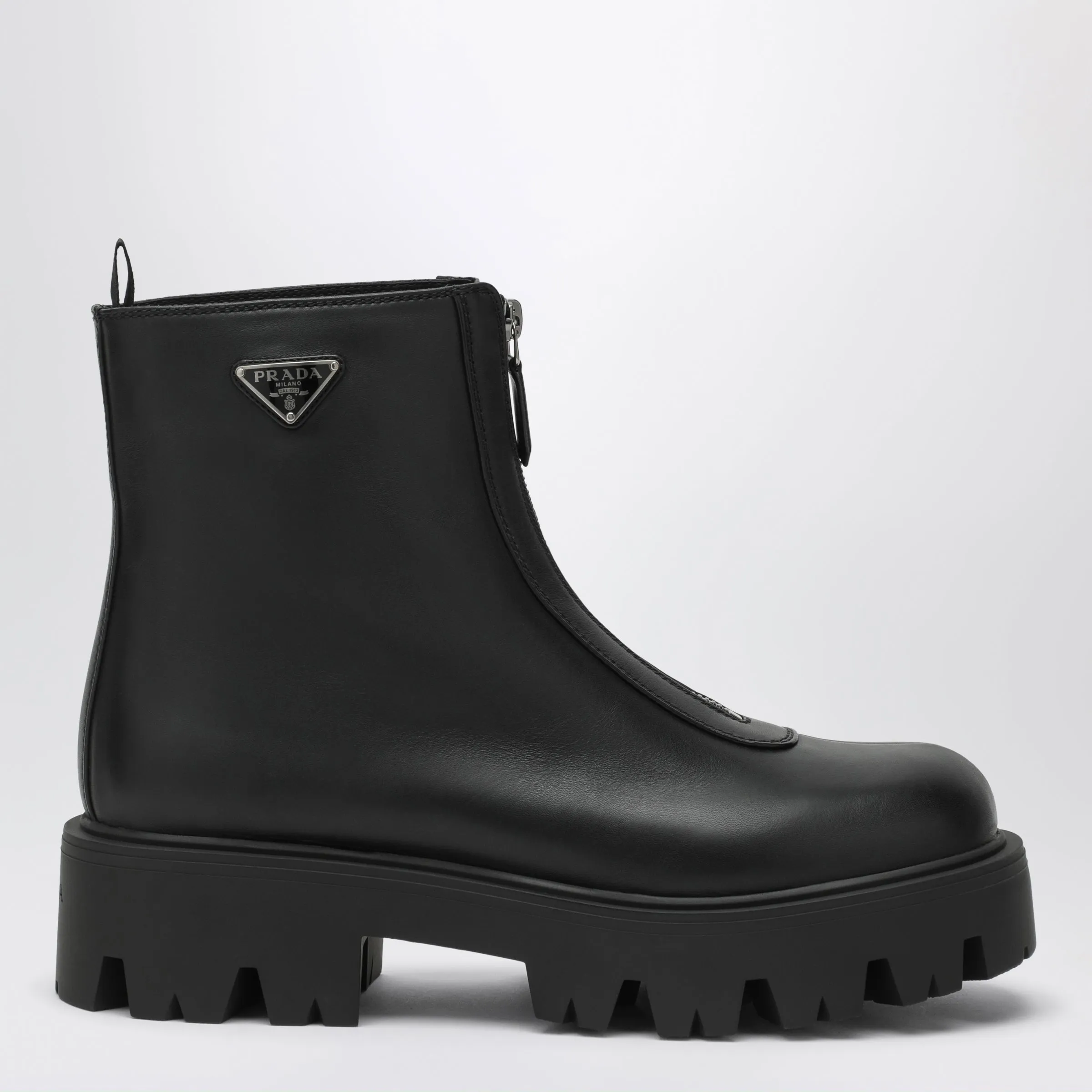 Black Leather Zip-Up Ankle Boots sold by Wanan Luxury