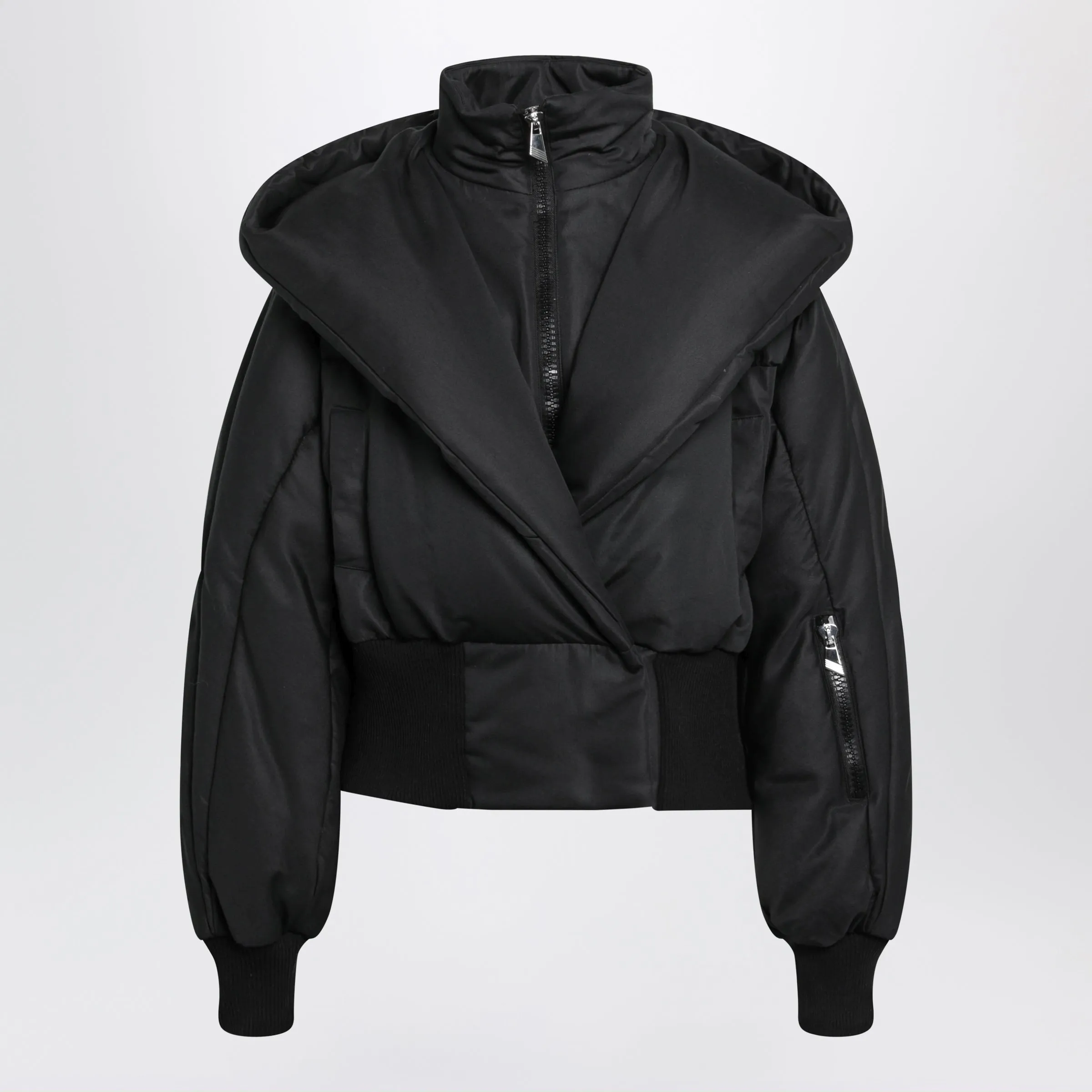 Black Quilted Cotton-Blend Puffer Jacket sold by Wanan Luxury