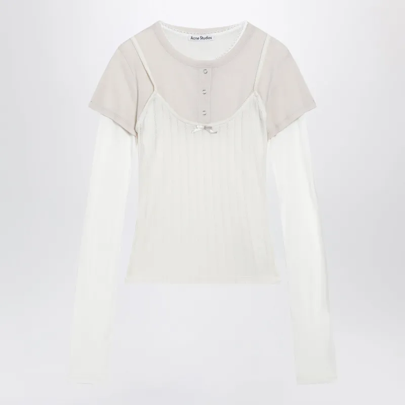 Layered Jersey Shirt With Bow White/Off White made by Acne Studios