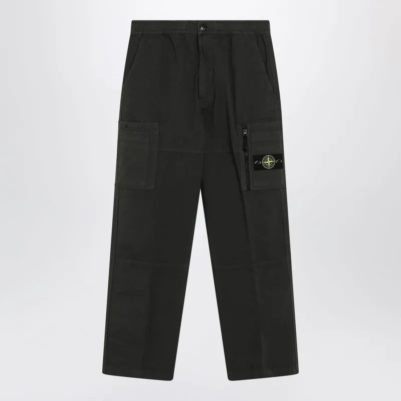 Loose Cargo Trousers In Grey Cotton Ripstop made by Stone Island