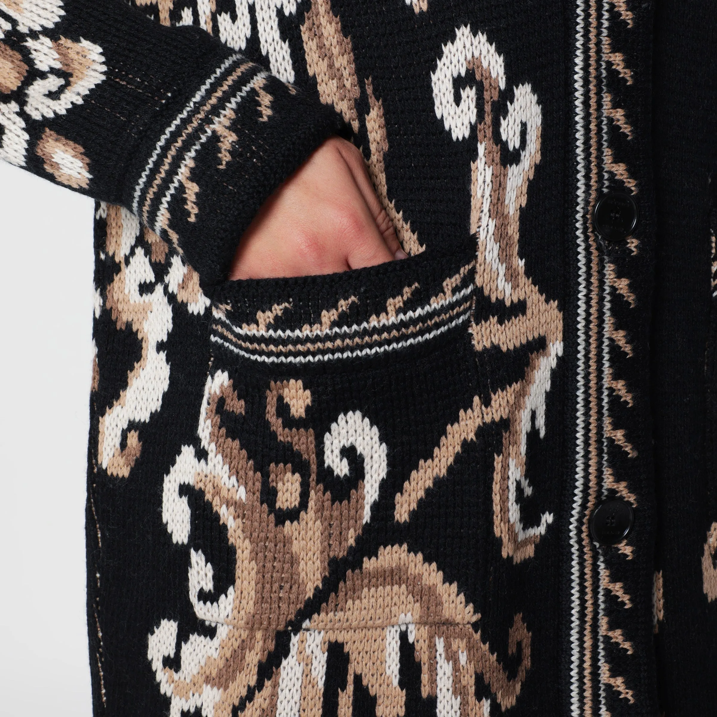Black Wool Jacquard Cardigan sold by Wanan Luxury product image thumbnail 2
