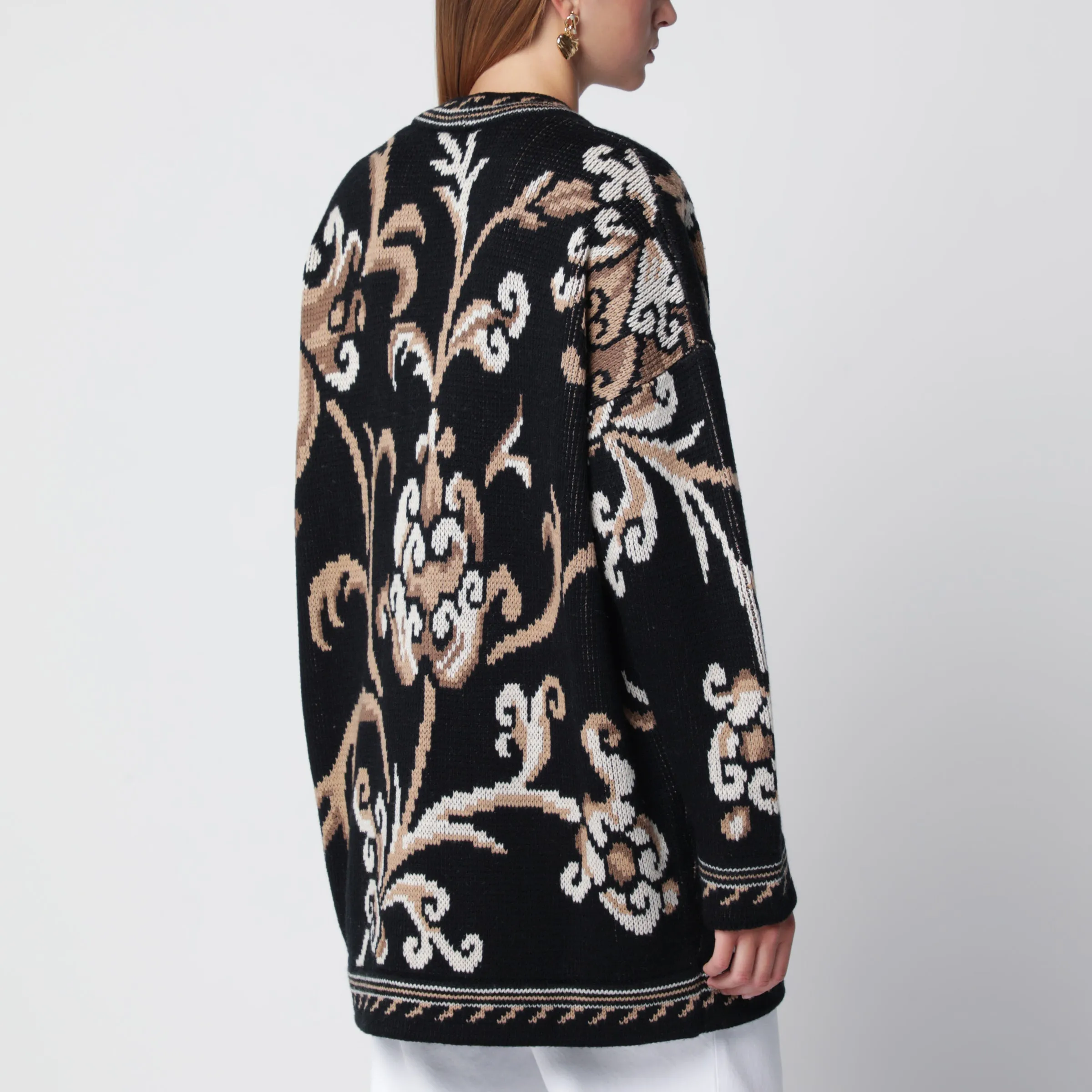Black Wool Jacquard Cardigan sold by Wanan Luxury product image thumbnail 3