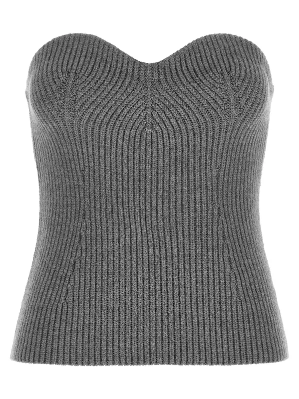 Off The Shoulder Top Gray made by Jil Sander
