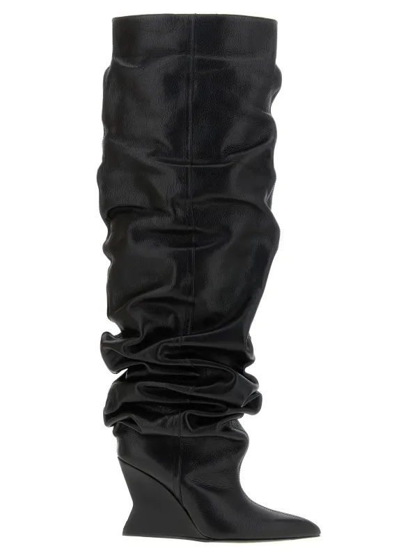 Cuissardes Leather Boots And Ankle Boots Black made by Balmain