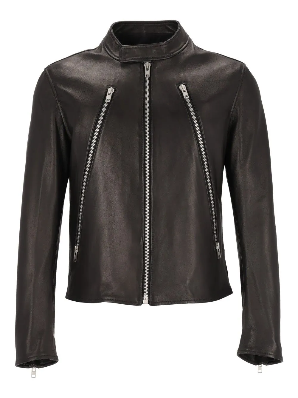 5-Zip Leather Jacket Black sold by Wanan Luxury