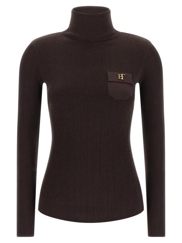 Tricot Turtleneck Sweaters And Cardigans Brown made by Elisabetta Franchi