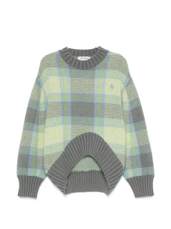 Checked Wool Crewneck Sweater made by The Attico