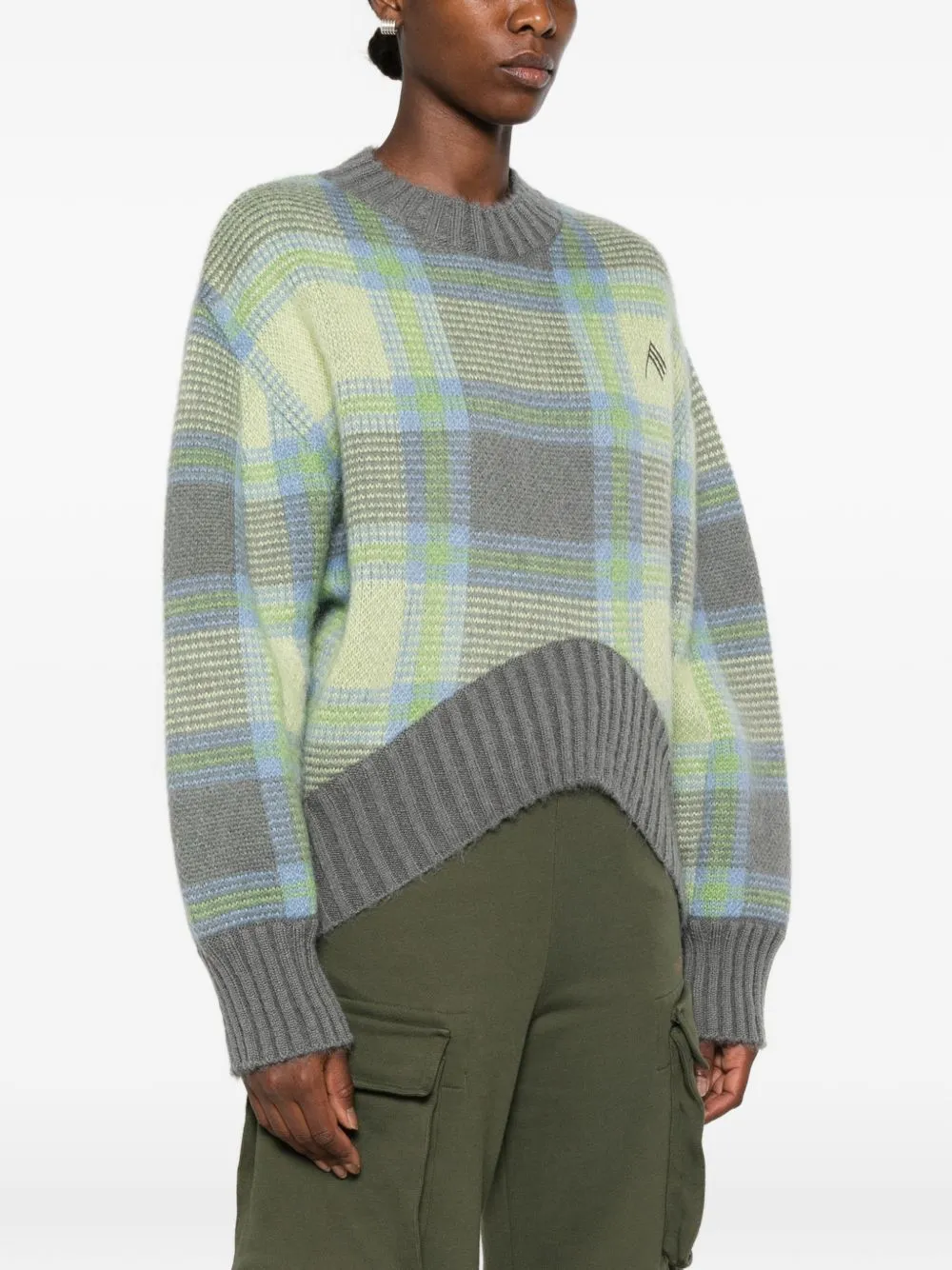 Checked Wool Crewneck Sweater sold by Wanan Luxury product image thumbnail 5