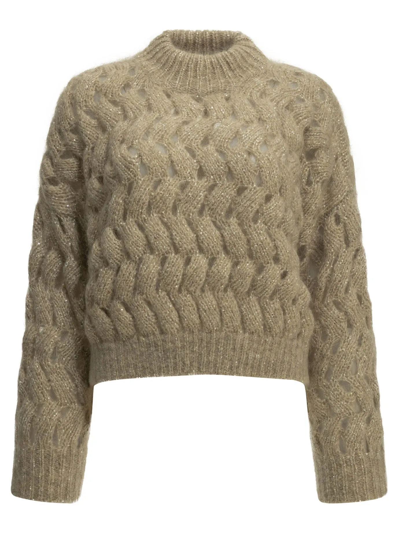 Dazzling Zigzag Cables Knitwear Beige sold by Wanan Luxury