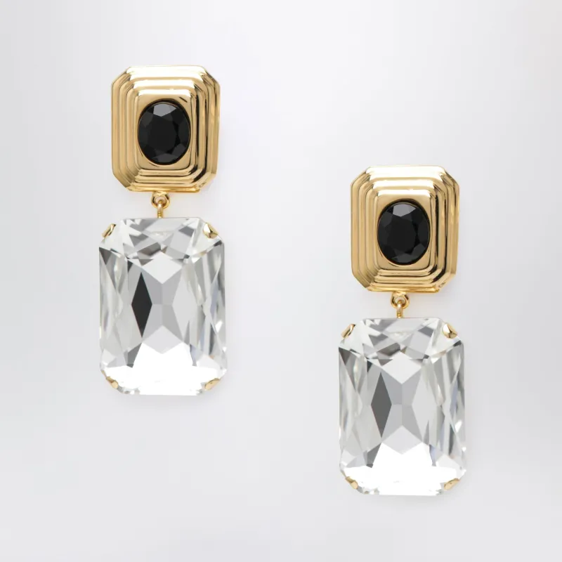 Gold-Tone Clip-On Earrings With Crystal Drop made by Alessandra Rich