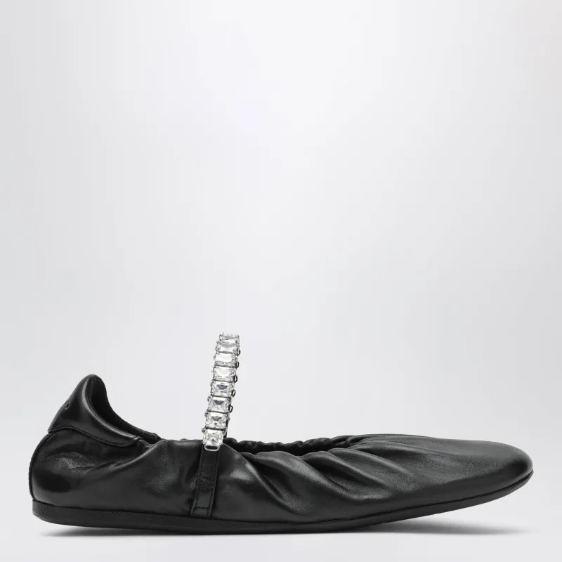 Jade Ballet Flats In Black Nappa Leather With Crystal-Embellished Strap made by Jimmy Choo