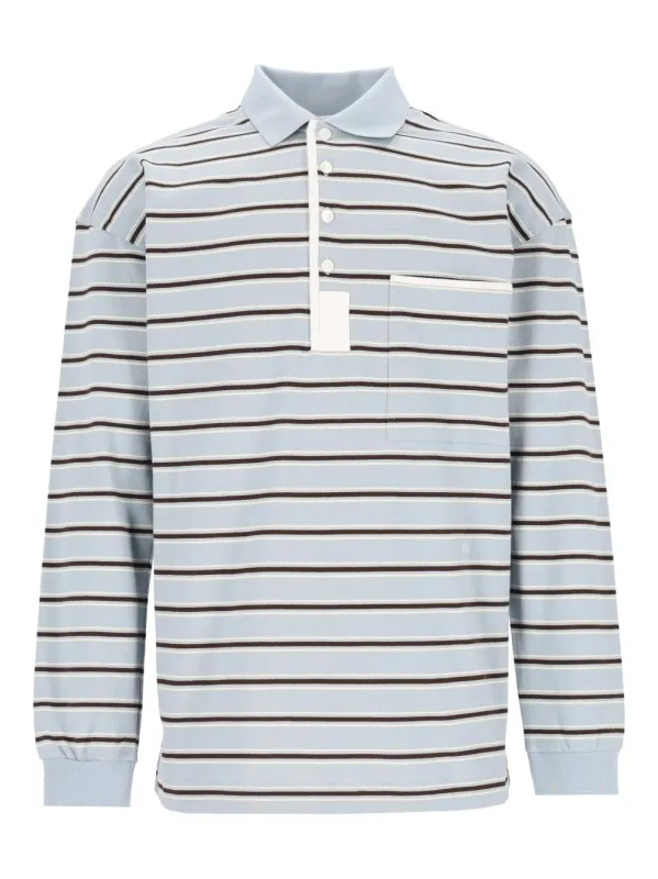 Striped Polo Shirt Light Blue made by Bottega Veneta