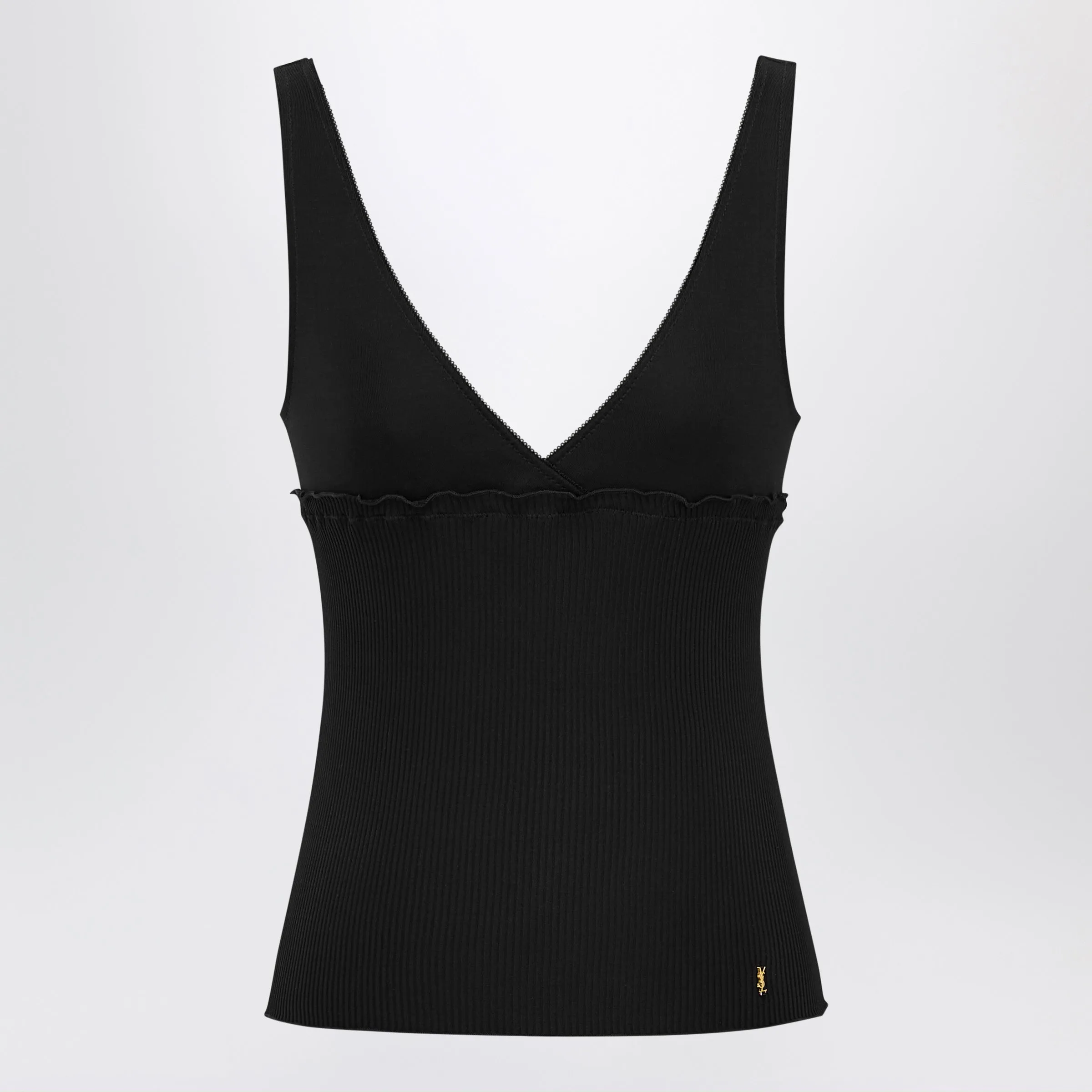 Cassandre Ribbed Silk Jersey Tank Top, Black sold by Wanan Luxury