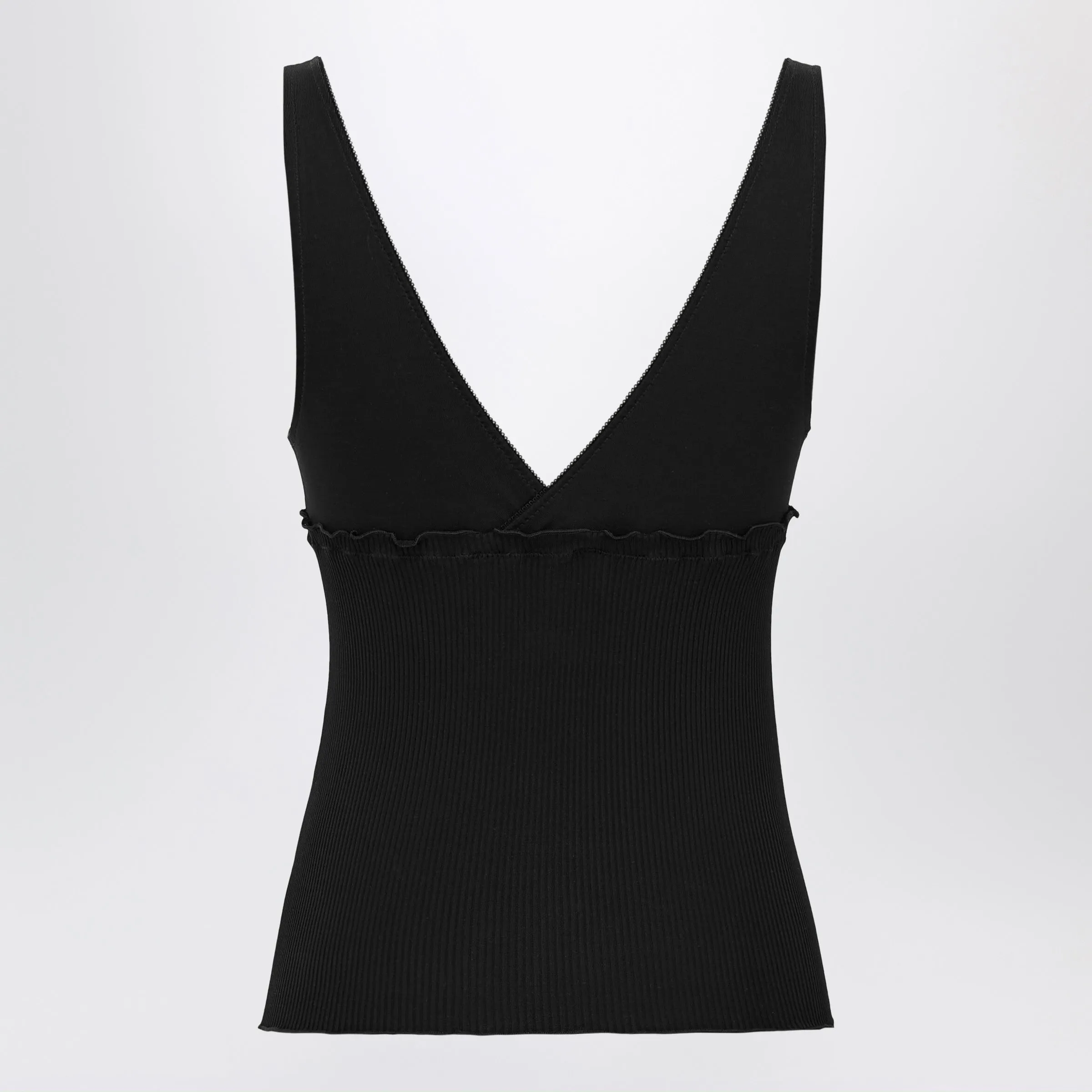 Cassandre Ribbed Silk Jersey Tank Top, Black sold by Wanan Luxury product image thumbnail 2