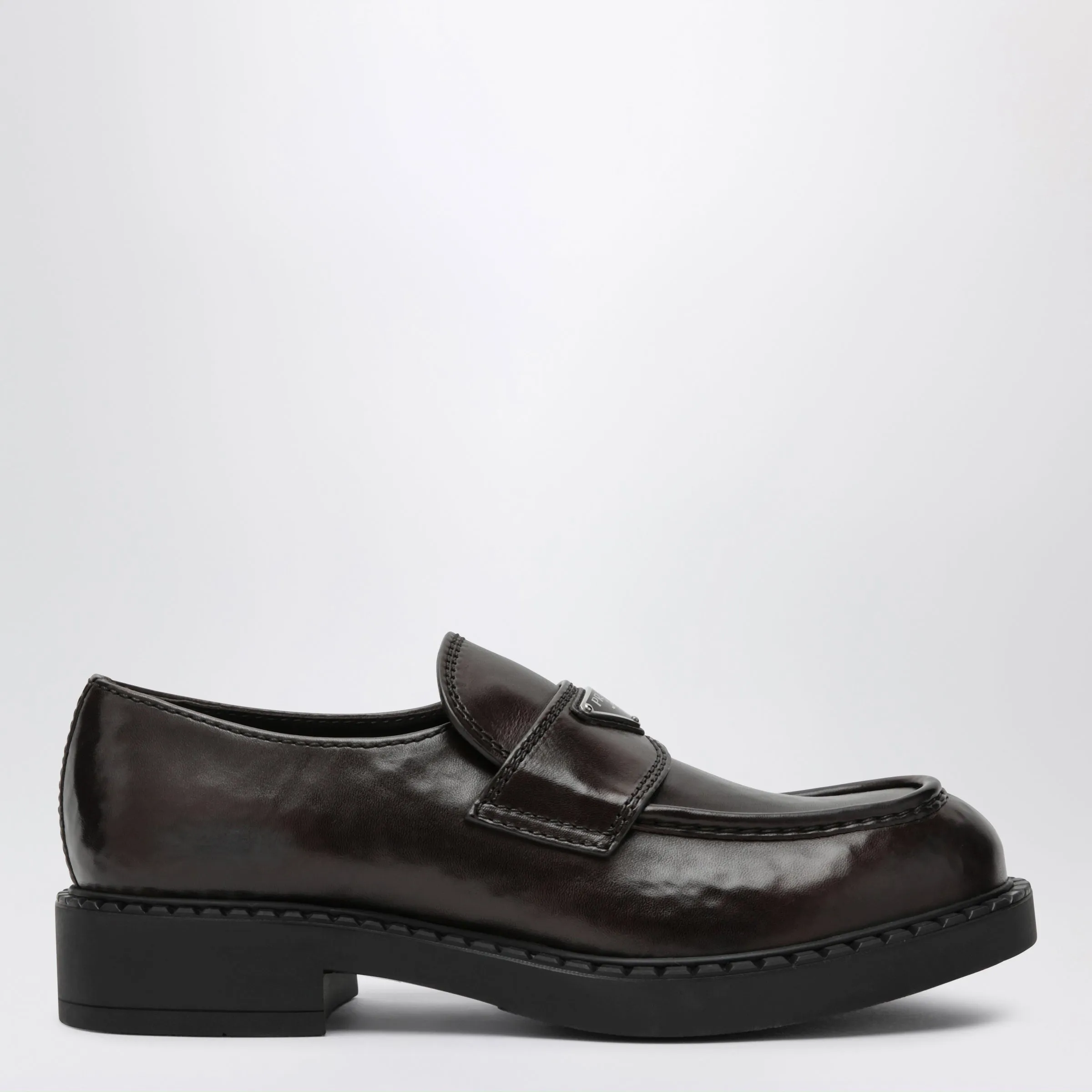 Chocolate Leather Loafers In Brown Leather sold by Wanan Luxury