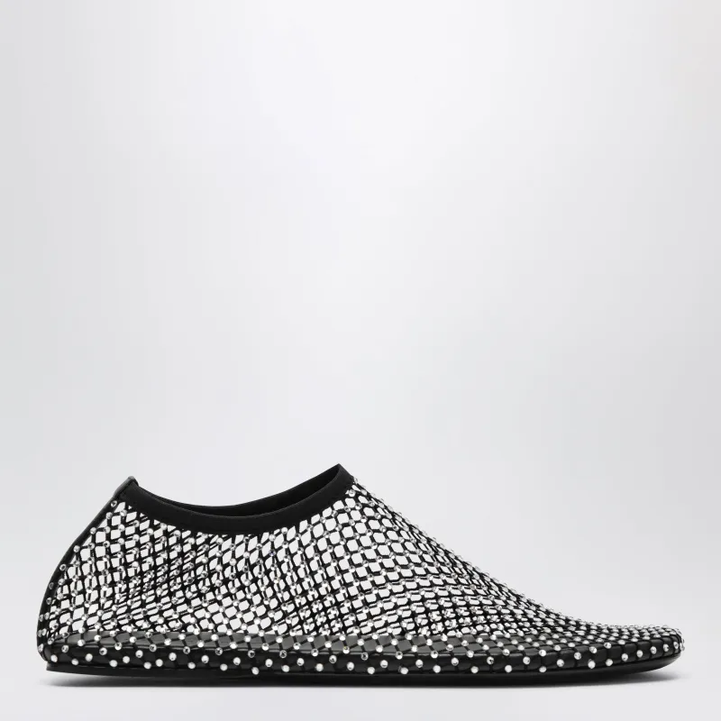 Black Minette Slip-On Mesh Ballet Flats With Crystals made by Christopher Esber
