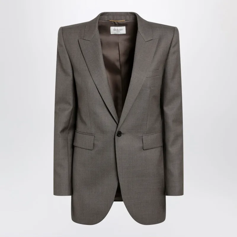Single-Breasted Jacket In Taupe Virgin Wool made by Yves Saint Laurent