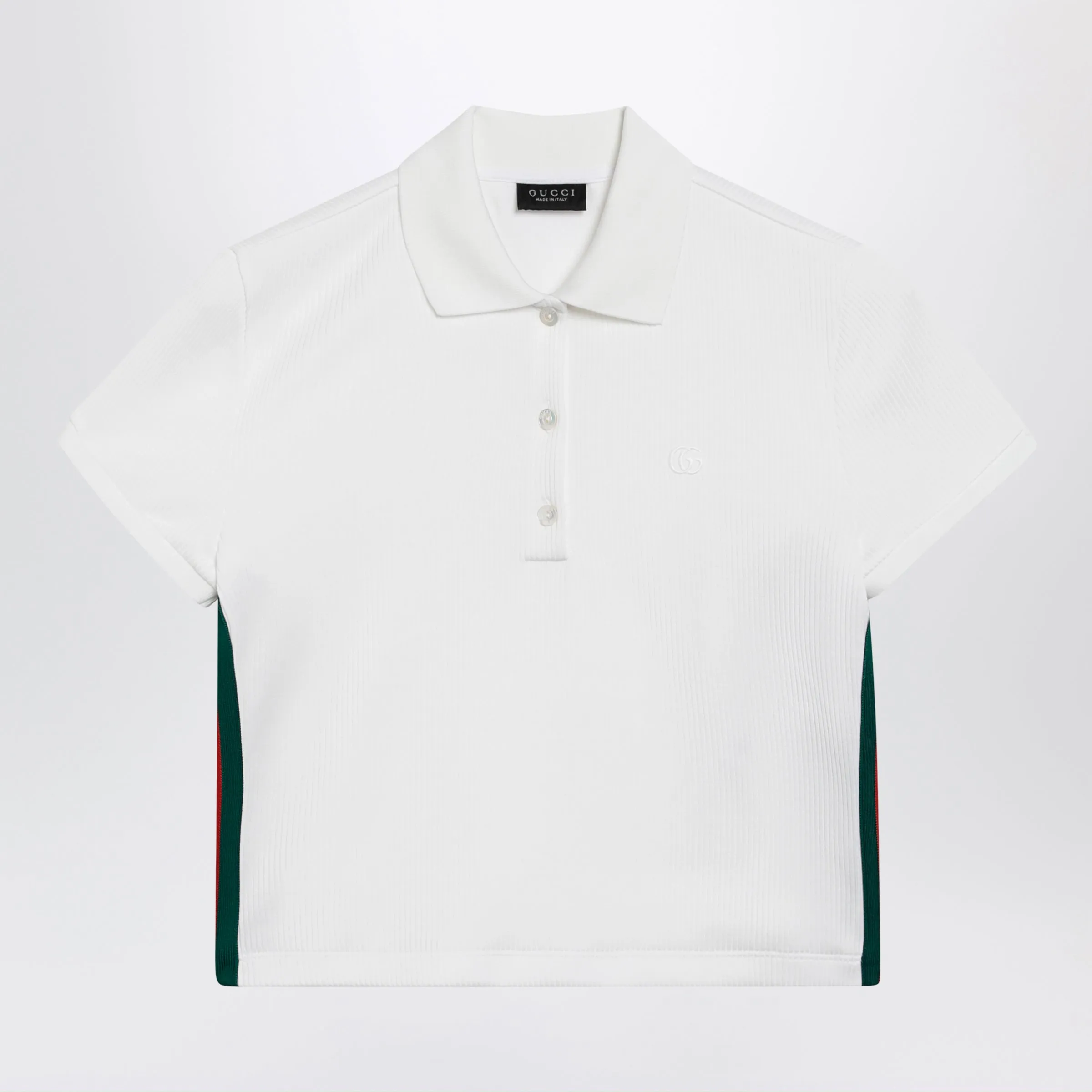 Ribbed Cotton Jersey Polo With Web In White sold by Wanan Luxury