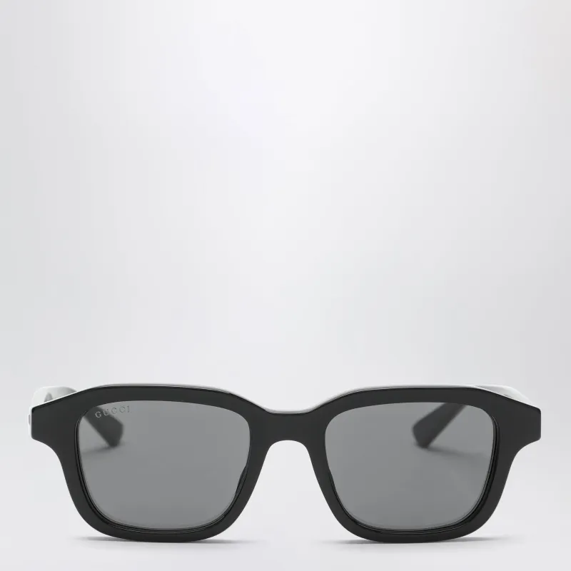 Black/Blue Acetate Rectangular Sunglasses made by Gucci